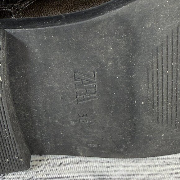 Zara Girl's Distressed Motto Biker Boots Size 32 - Picture 6 of 10
